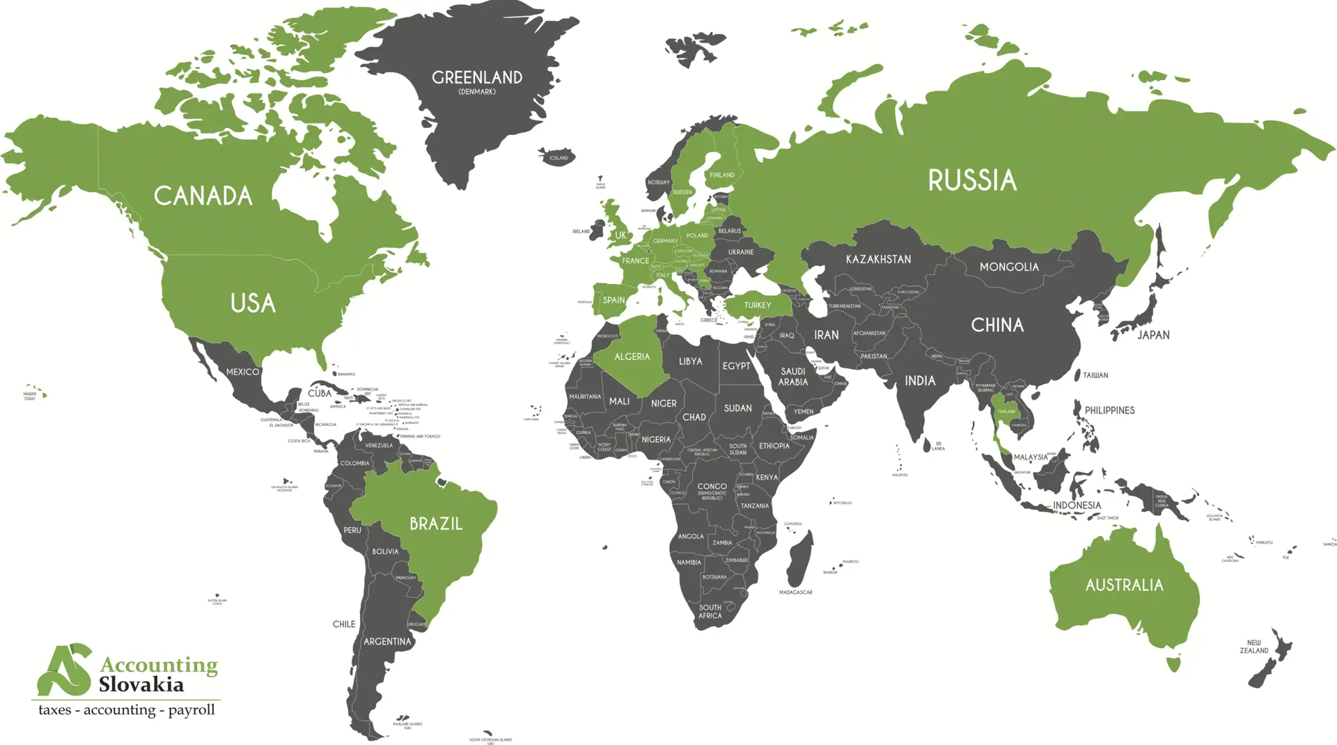 Accounting Slovakia – clients around the world (world map)